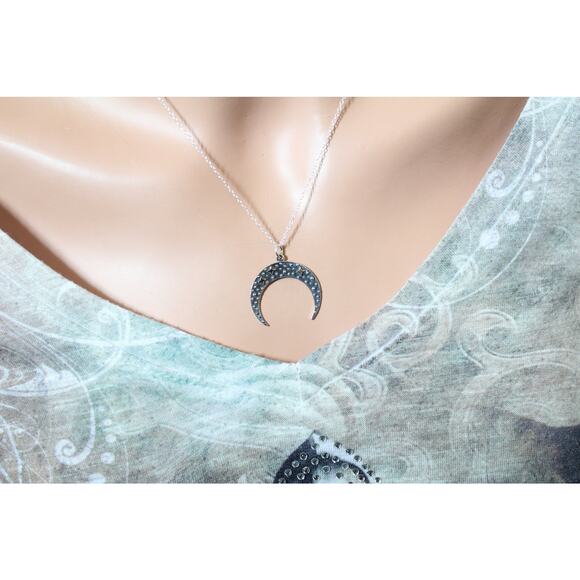 Sterling Silver Moon Pendant with Bronze Stars Necklace - Picture 2 of 3